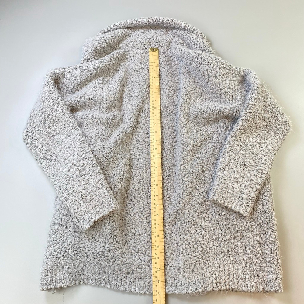Women's JOHN + JENN x Indigo Grey Open Cardigan M/L Eyelash Boucle Cozy Soft - Picture 10 of 10